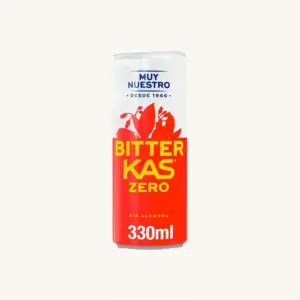 Bitter Kas Zero, Sugar-free and Alcohol-free Bitter Flavored Soda, can 33 cl front