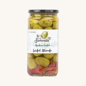La Sabrosita Gordal Aliñada pitted olives, from Seville, jar 690g